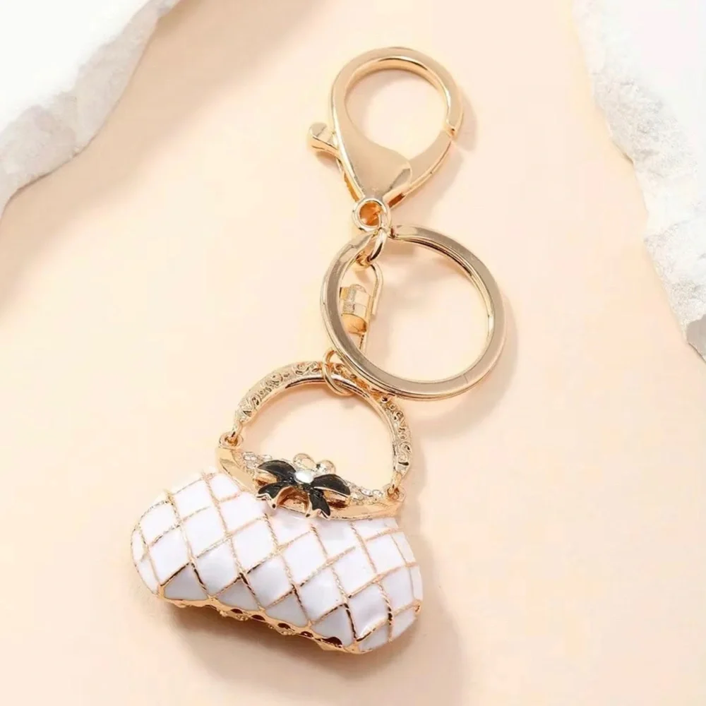 New Creative Cute Artificial Diamond-inlaid Metal Mini Handbag Keychain